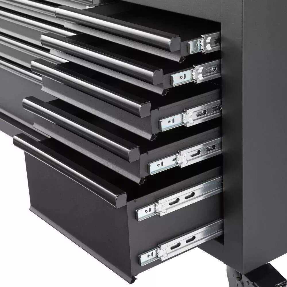 Husky 72 in. 18-Drawer Mobile Workbench with Adjustable-Height Solid Wood Top, Matte Black - Image 4