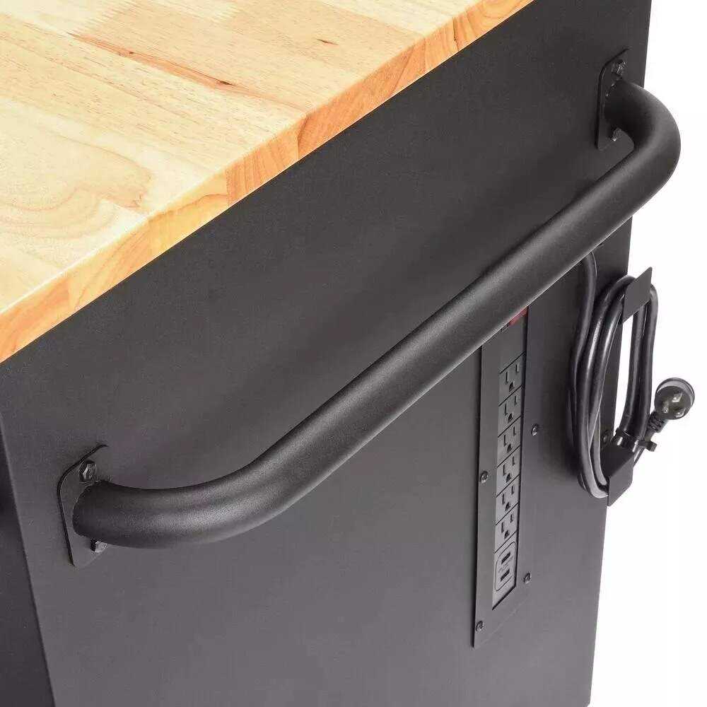 Husky 72 in. 18-Drawer Mobile Workbench with Adjustable-Height Solid Wood Top, Matte Black - Image 5