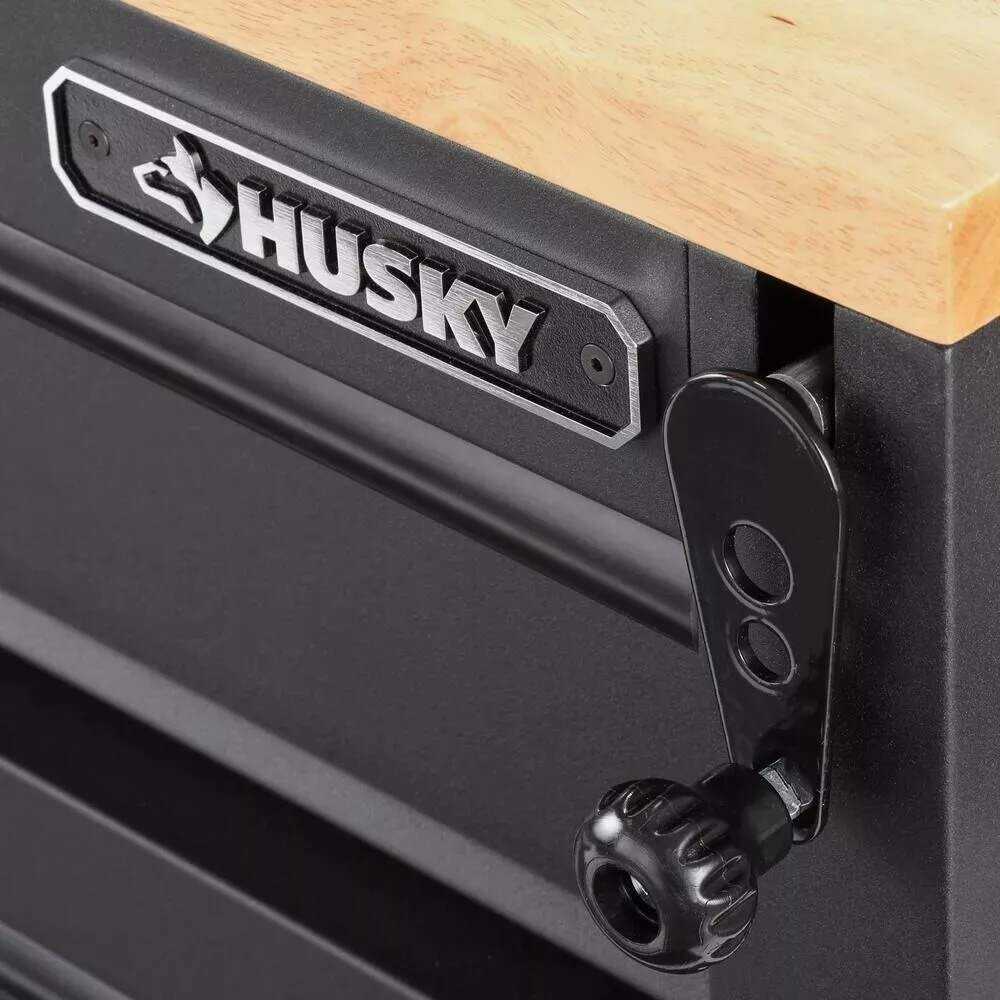 Husky 72 in. 18-Drawer Mobile Workbench with Adjustable-Height Solid Wood Top, Matte Black - Image 7