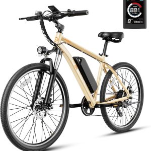 EB5 Electric Bike for Adults with Peak 500W Brushless Motor, 40Miles 20MPH Commuting Electric Mountain Bike with 360Wh Removable Battery, 7-Speed, 26" Tires and Front Fork Suspension