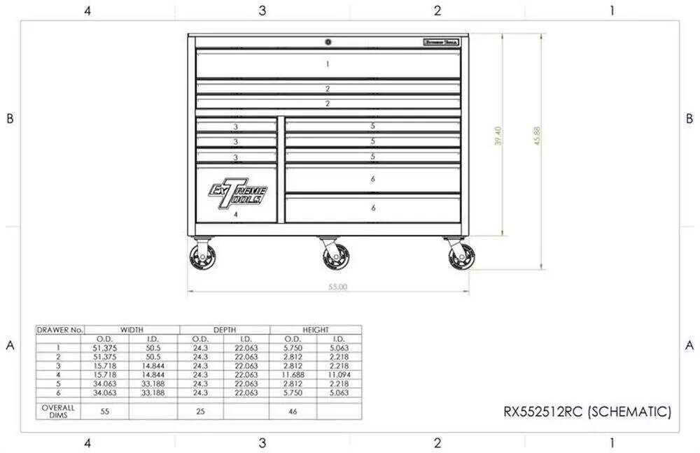 Extreme Tools 55″ 11 Drawer Professional Roller Cabinet - Image 6