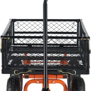 Garden Dump Cart, Heavy Duty Garden Wagon Yard Dump Wagon with Removable Sides, Convert to Flatbed, Utility Liner, 10in All Terrain Wheels