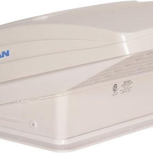 Deluxe - All-In-One RV Vent, Shield & Fan; Built-In Rain Shield, 10 Speed Reversible Fan with Thermostat, Fits Standard 14"x14" Roof Openings, 12V Long Life Motor, White (00-05100K)