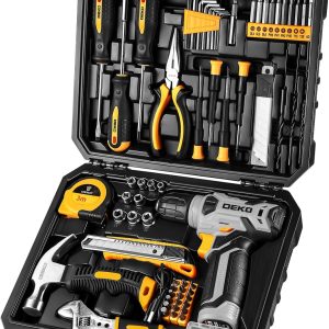 DEKOPRO Tool Set:Tool Kit with 8V Cordless Drill,Tool Box with Drill,Hand Drill Set for Men & Women,Home Tool Kits for House Repair,Handyman,DIY 126 Piece