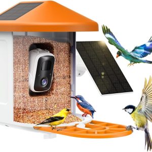 Bird Feeder with Camera with AI Identify Birds Species Solar Panel, Smart Bird House with Cam, 2K Live View, Instant Arrival Alerts