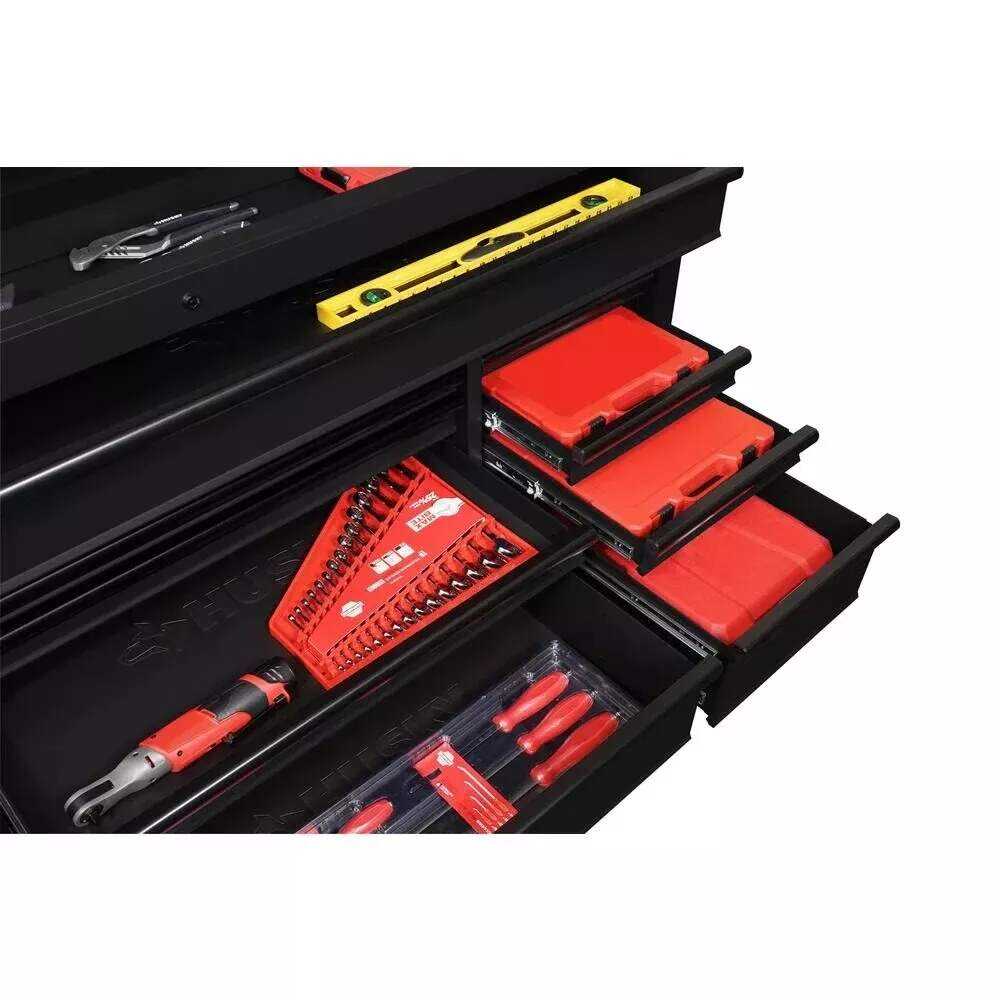 Husky 72 in. 18-Drawer Mobile Workbench with Adjustable-Height Solid Wood Top, Matte Black - Image 10