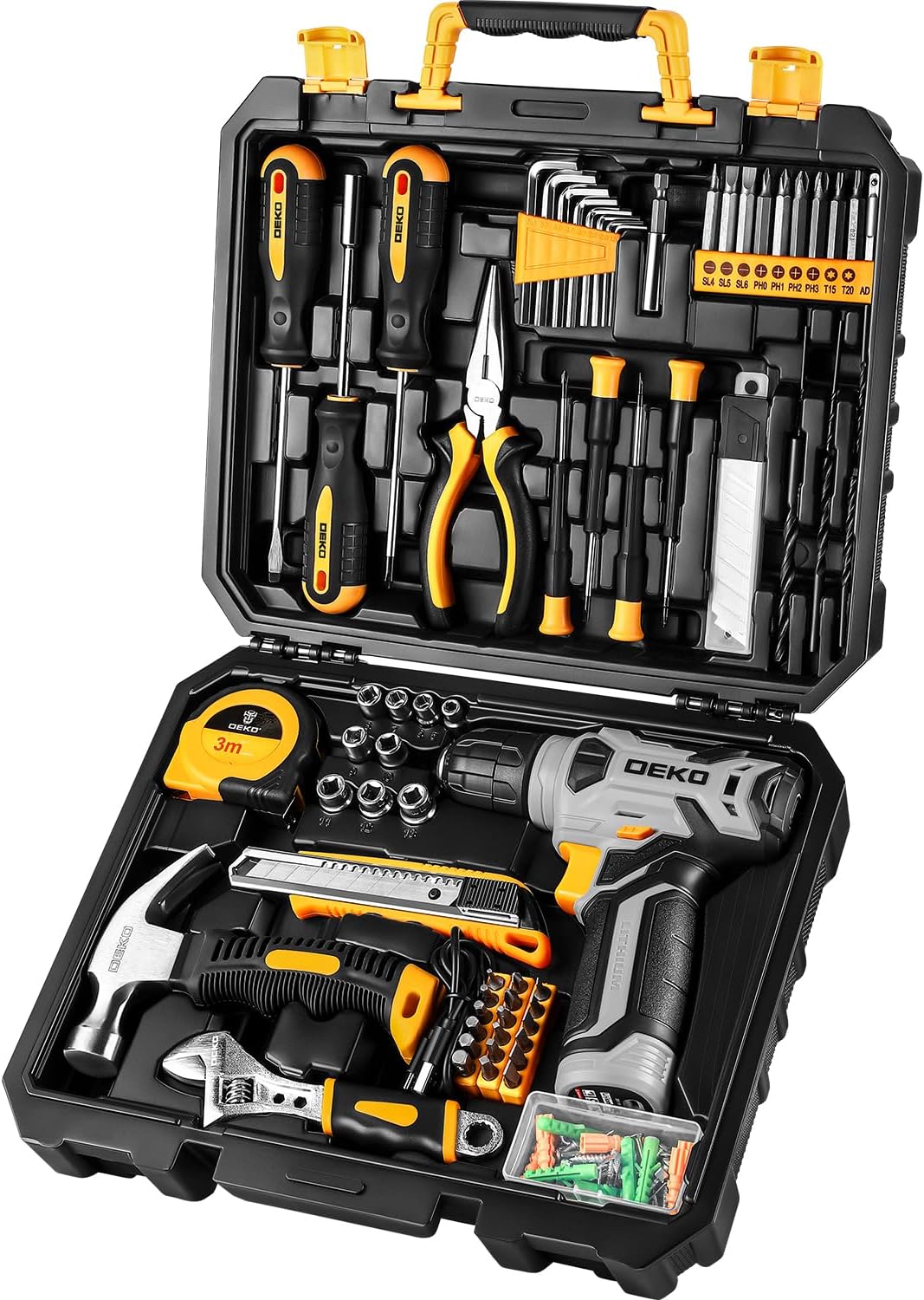 DEKOPRO Tool Set:Tool Kit with 8V Cordless Drill,Tool Box with Drill,Hand Drill Set for Men & Women,Home Tool Kits for House Repair,Handyman,DIY 126 Piece - Image 7