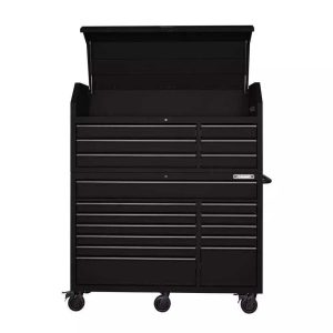HEAVY-DUTY 56 IN. W 18-DRAWER COMBINATION TOOL CHEST AND CABINET SET, MATTE BLACK